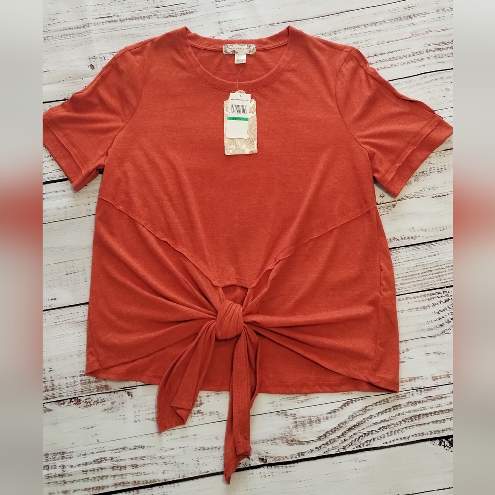 Bohemian Original Gratitude Collective Tie Front Top T Shirt Ginger Spice